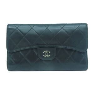 💎 CHANEL - Quilted CC SHW Round Black Lambskin Long Wallet